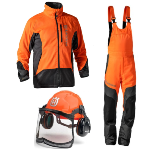 Husqvarna Schnittschutz-Latzhhose,Jacke und Helm Classic